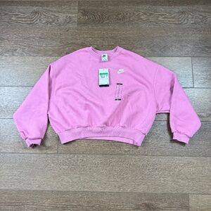 Nike Girls Sportswear Boxy Crew-Neck Sweatshirt XL Magic Flamingo FZ9244-646